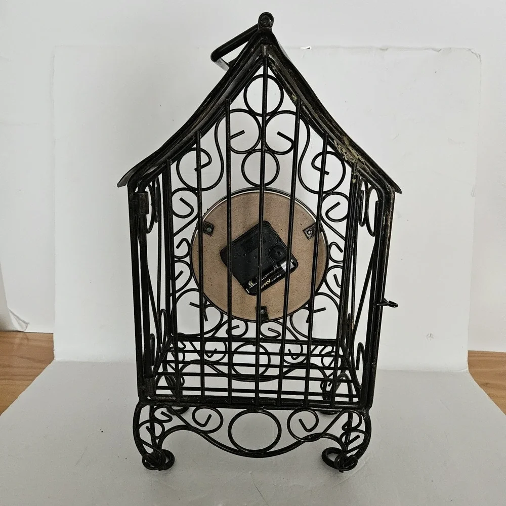 Pierat & Garein Vintage Distressed Bird Cage Clock AA Battery Working